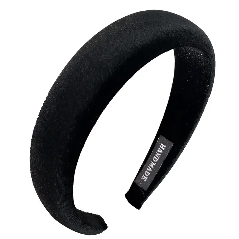 Vintage Velvet Sponge Headband Black High Cranium Top