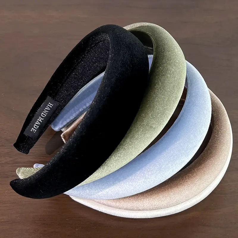 Vintage Velvet Sponge Headband Black High Cranium Top — feature 7