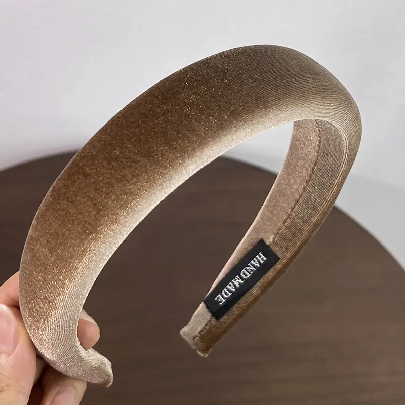 Vintage Velvet Sponge Headband Black High Cranium Top