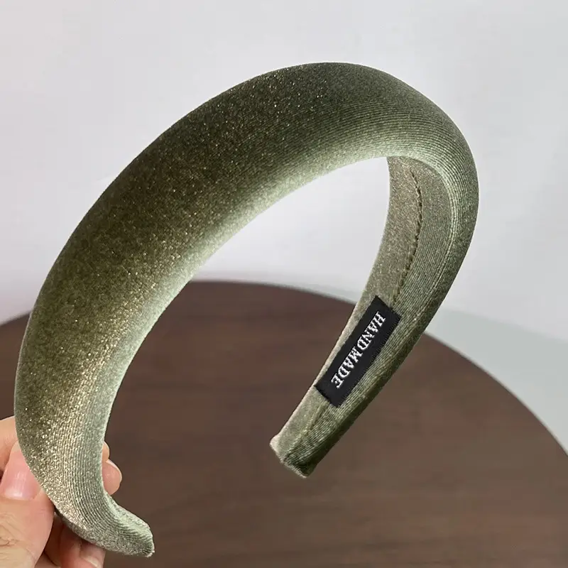 Vintage Velvet Sponge Headband Black High Cranium Top