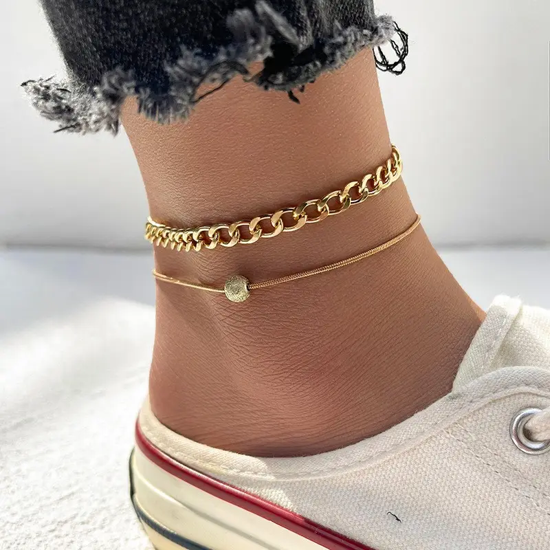 White Crystal Double Layer Anklet with Fish Tail Pendant — feature 8
