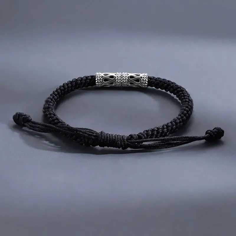 Men's Black Diamond Ring Bracelet with Double Ring Design - Image 4