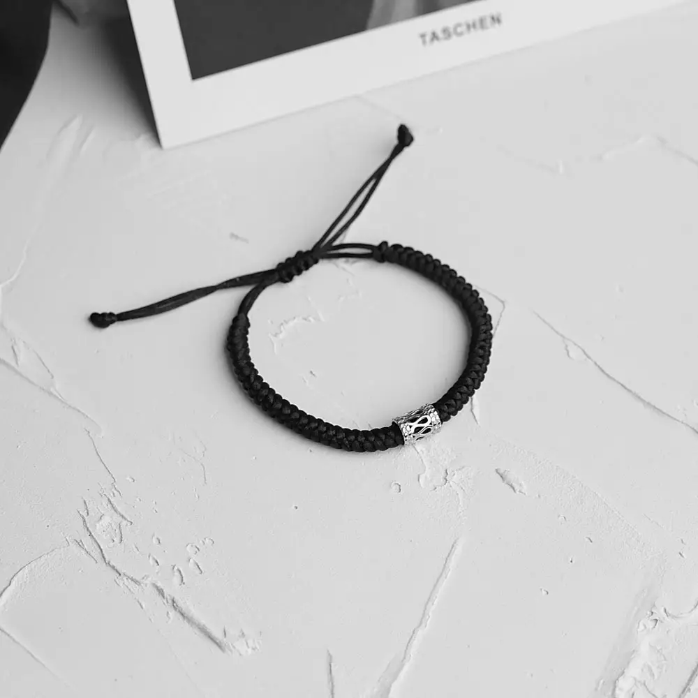 Men's Black Diamond Ring Bracelet with Double Ring Design - Image 5