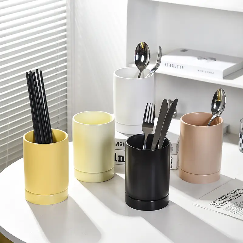 Japanese Ceramic Matte Chopstick Barrel Storage Cage - Image 5