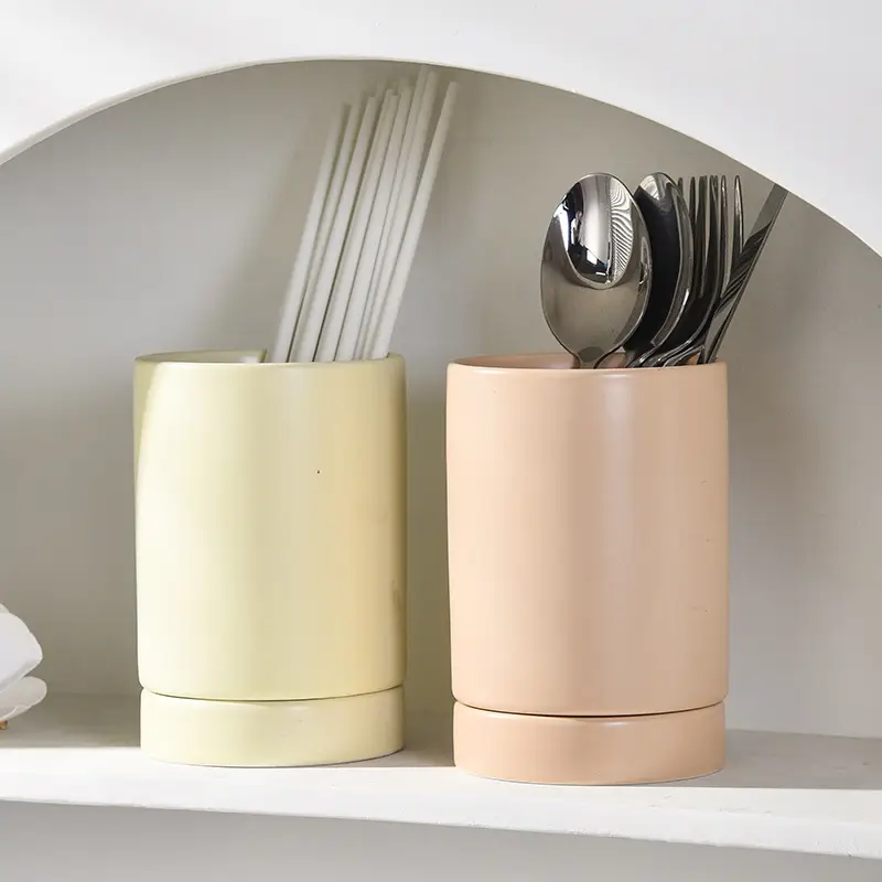 Japanese Ceramic Matte Chopstick Barrel Storage Cage - Image 7