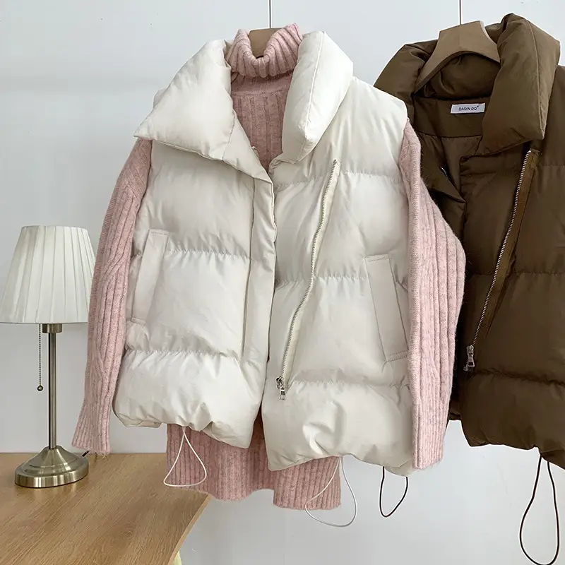 Women Cotton K-Style Vest Brown 2024 Winter — feature 11
