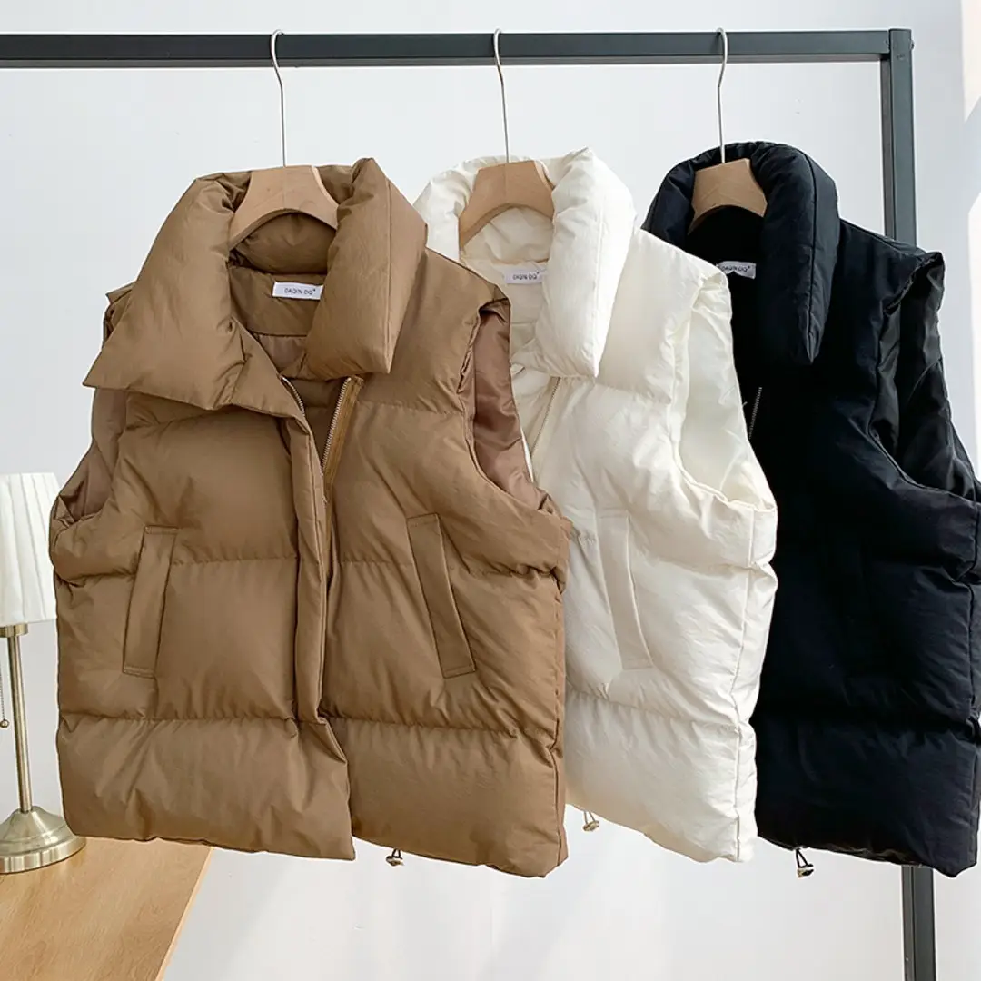 Women Cotton K-Style Vest Brown 2024 Winter — feature 2