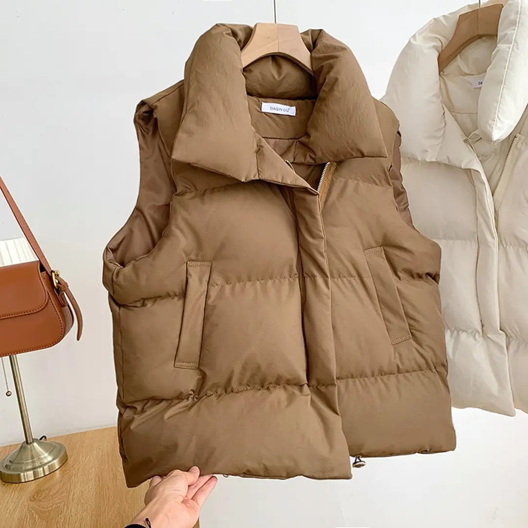 Women Cotton K-Style Vest Brown 2024 Winter - Image 3