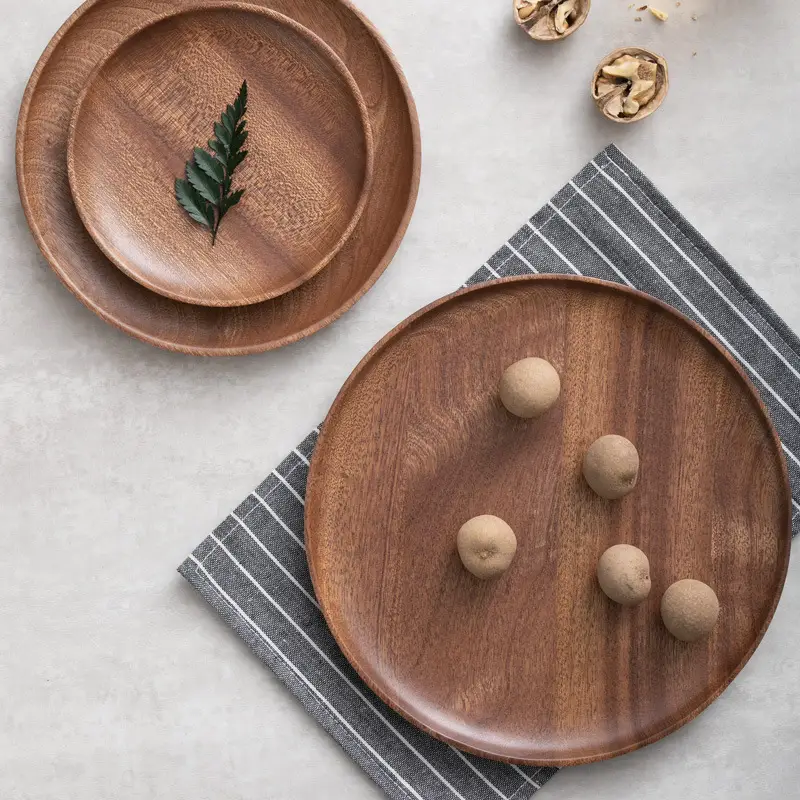 One-piece delivery solid wood ebony disc plate - Image 7