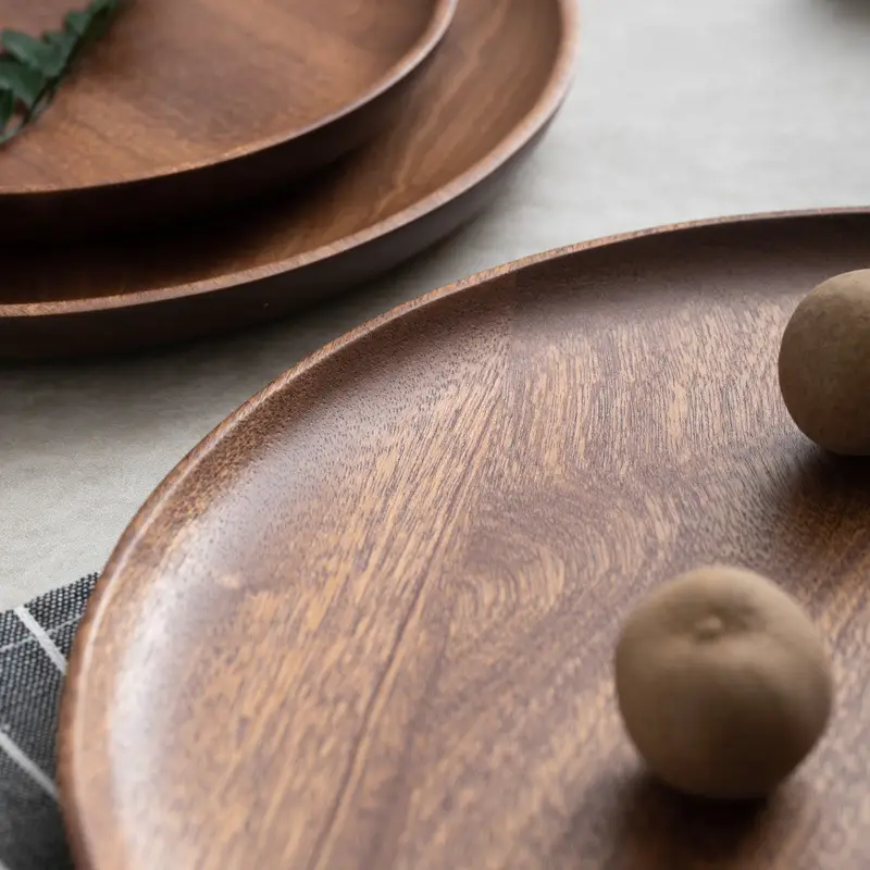 One-piece delivery solid wood ebony disc plate - Image 8