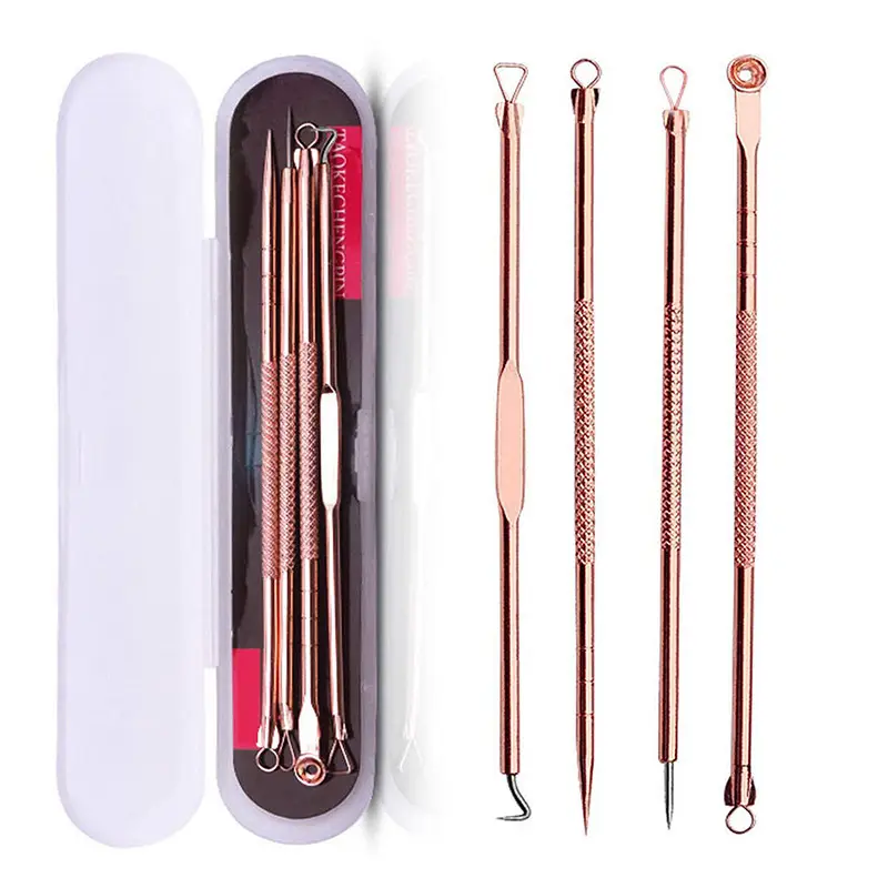 Stainless Steel Acne Needle Set 4-Piece Rose Gold