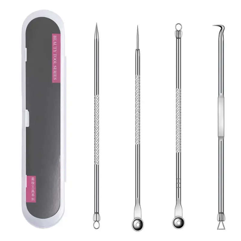 Stainless Steel Acne Needle Set 4-Piece Rose Gold