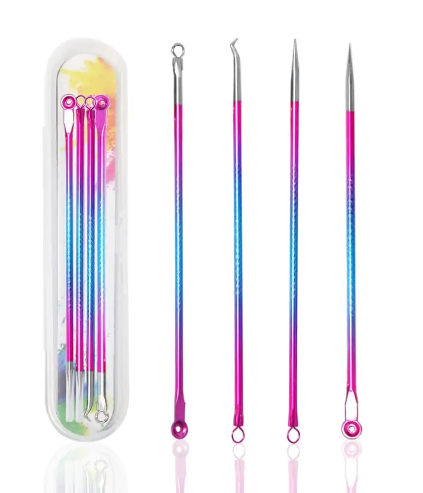 Stainless Steel Acne Needle Set 4-Piece Rose Gold
