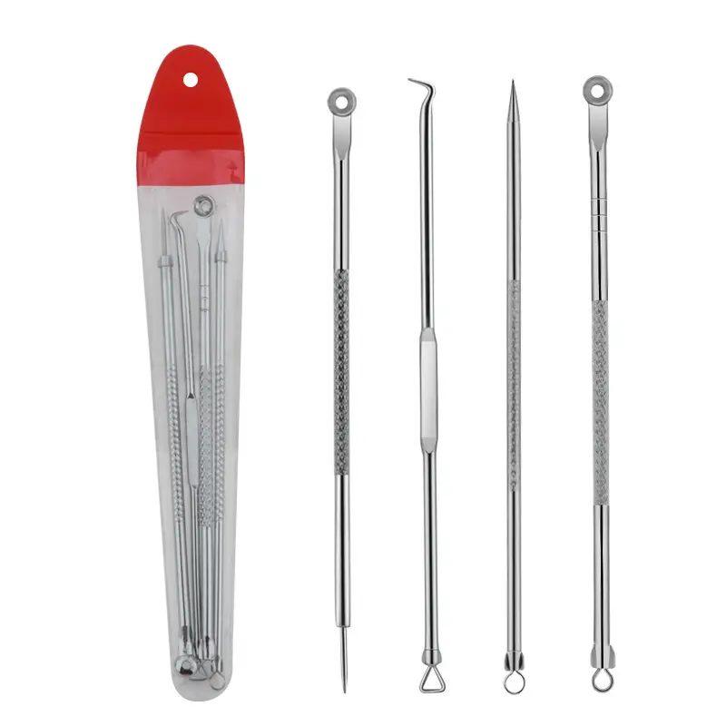 Stainless Steel Acne Needle Set 4-Piece Rose Gold