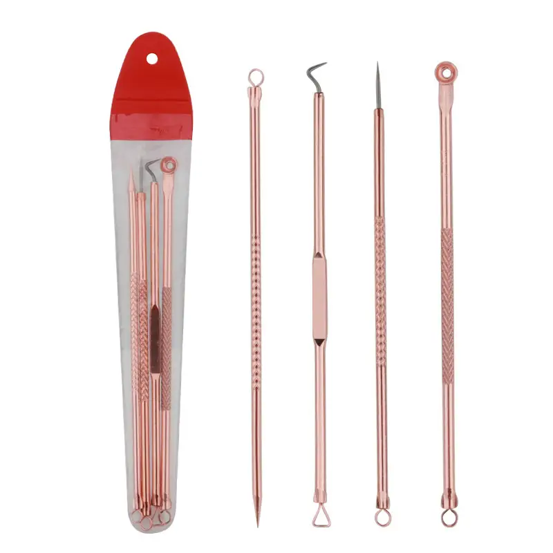 Stainless Steel Acne Needle Set 4-Piece Rose Gold
