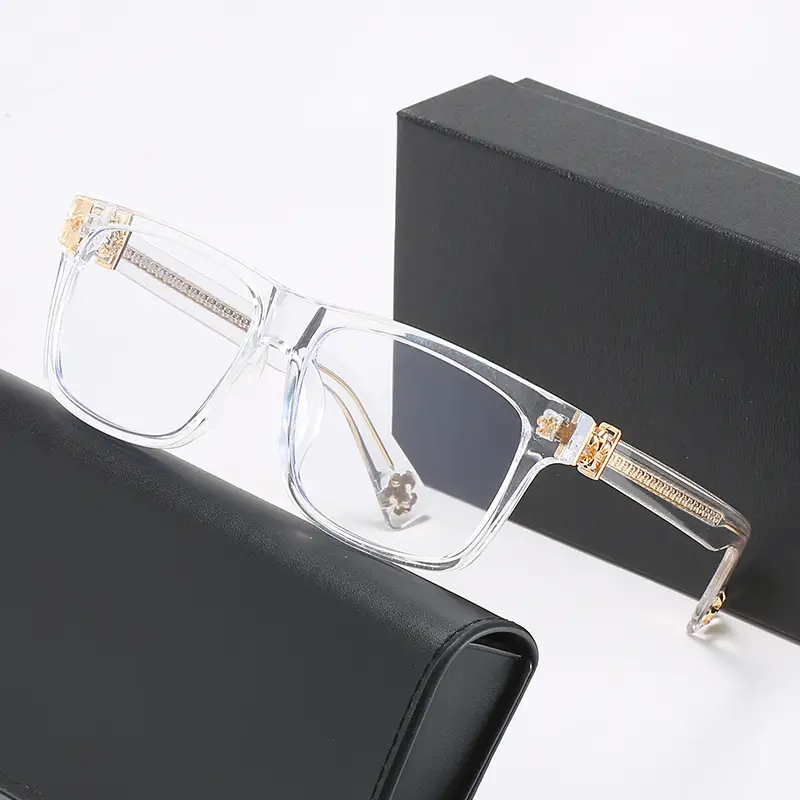 Men Anti-Blue Light Glasses Flat Frame Silver Black - Image 8