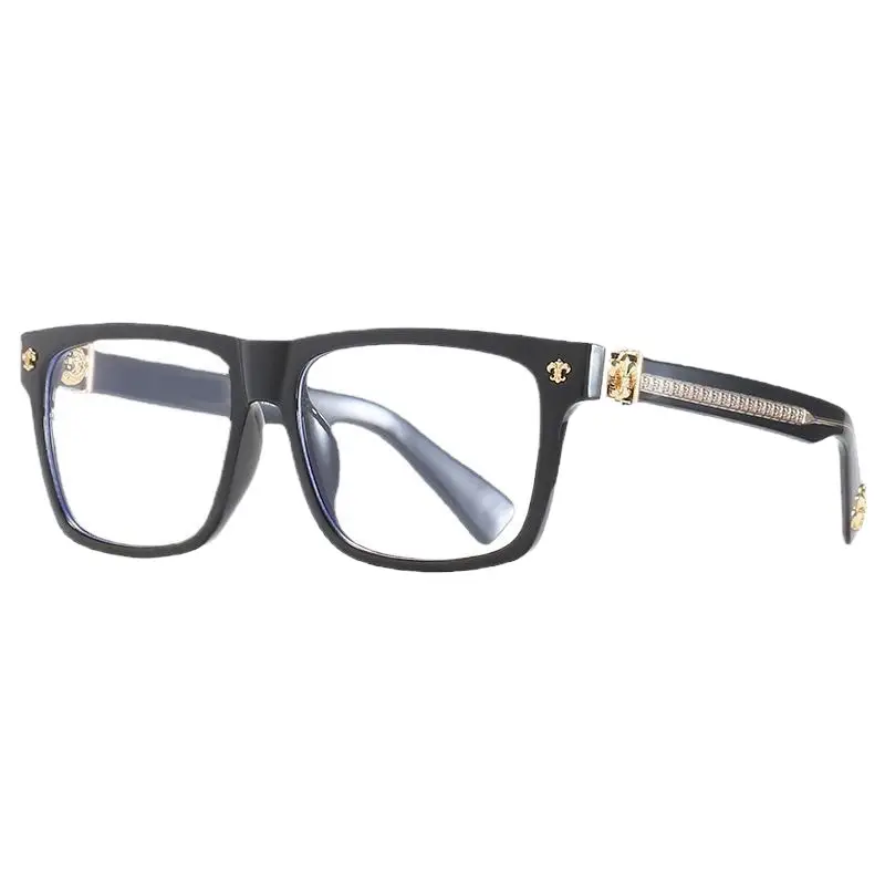 Men Anti-Blue Light Glasses Flat Frame Silver Black - Image 10
