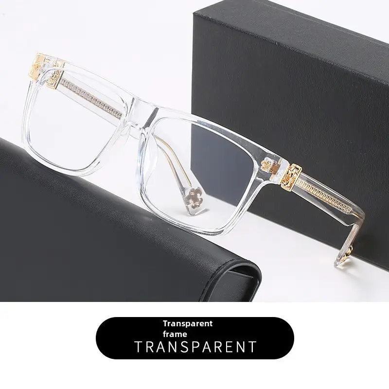 Men Anti-Blue Light Glasses Flat Frame Silver Black - Image 5