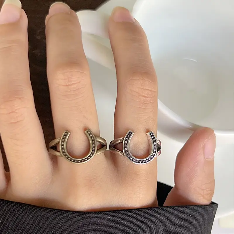 Lanzhi 925 Silver Ring Geometric Wave Point Retro Hip-Hop Jewelry - Image 6