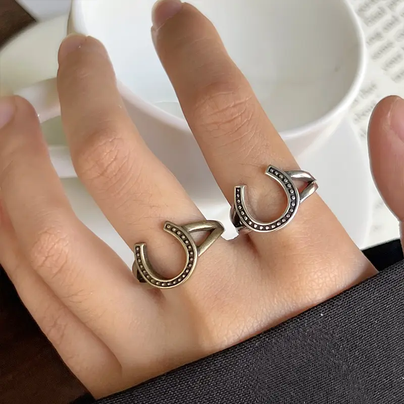 Lanzhi 925 Silver Ring Geometric Wave Point Retro Hip-Hop Jewelry — feature 13