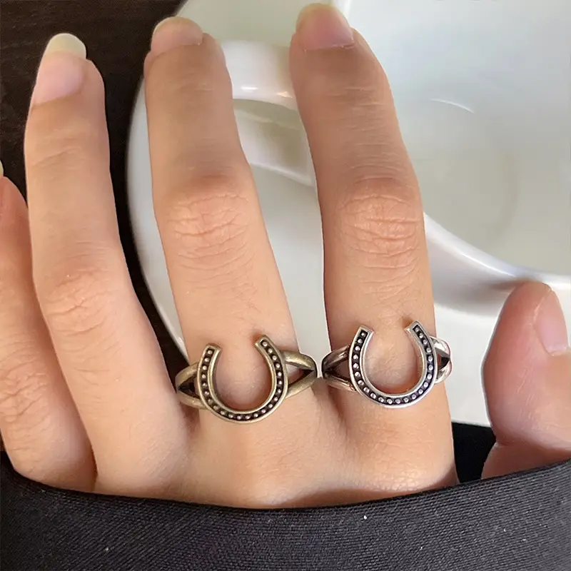Lanzhi 925 Silver Ring Geometric Wave Point Retro Hip-Hop Jewelry — feature 14