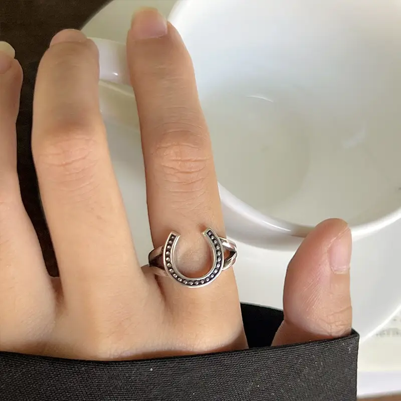 Lanzhi 925 Silver Ring Geometric Wave Point Retro Hip-Hop Jewelry — feature 17