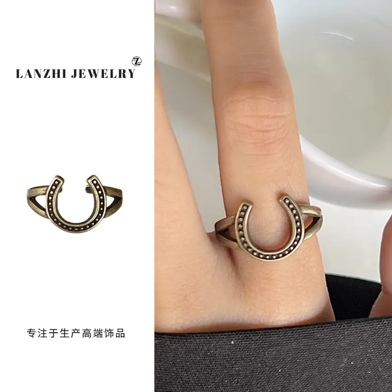 Lanzhi 925 Silver Ring Geometric Wave Point Retro Hip-Hop Jewelry - Image 2