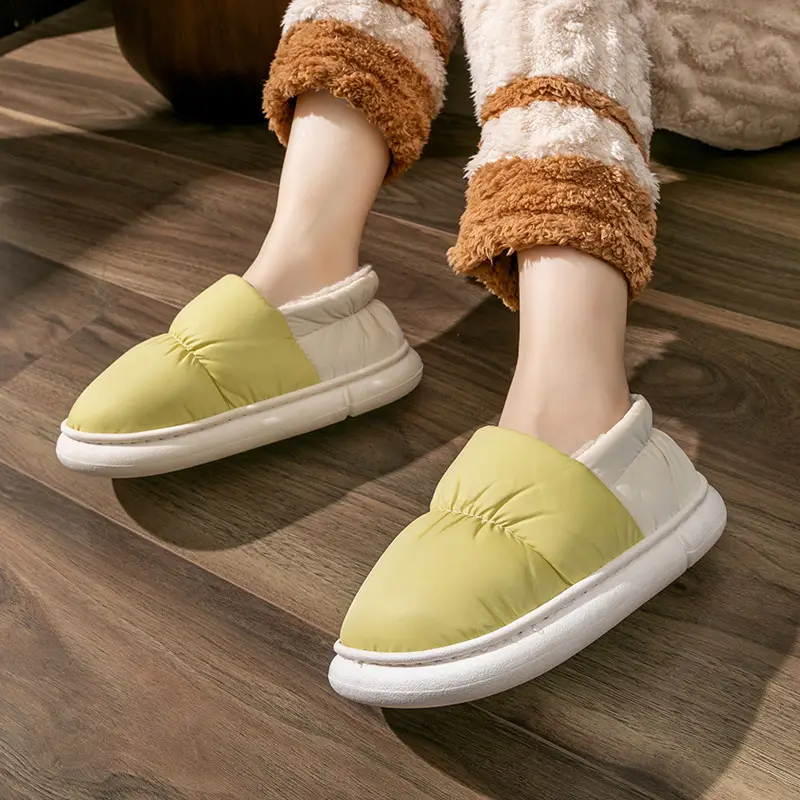 Down Cloth Waterproof Cotton Slippers Women's Winter Heel Warm Indoor Household Cotton Shoes Thickened Non-Slip Outer Wear Men's Shoes - Image 12