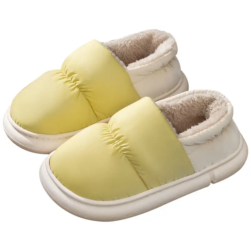 Down Cloth Waterproof Cotton Slippers Women's Winter Heel Warm Indoor Household Cotton Shoes Thickened Non-Slip Outer Wear Men's Shoes - Image 13