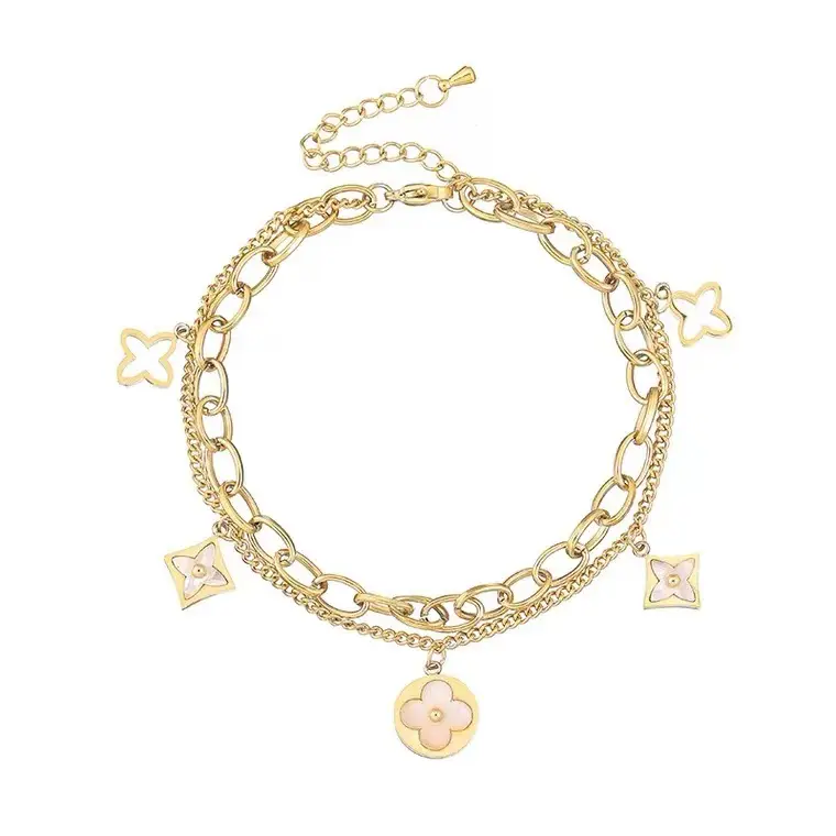 Titanium Steel Four-leaf Clover Bracelet Gold - Image 5