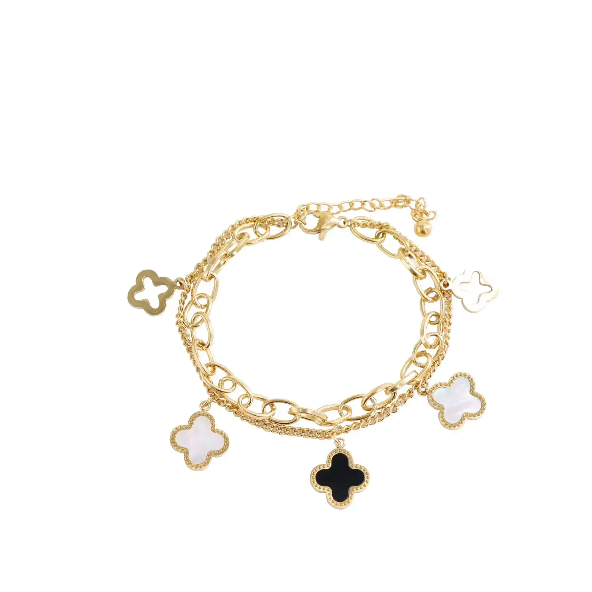 Gold Titanium Four-leaf Bracelet for Women - Image 5