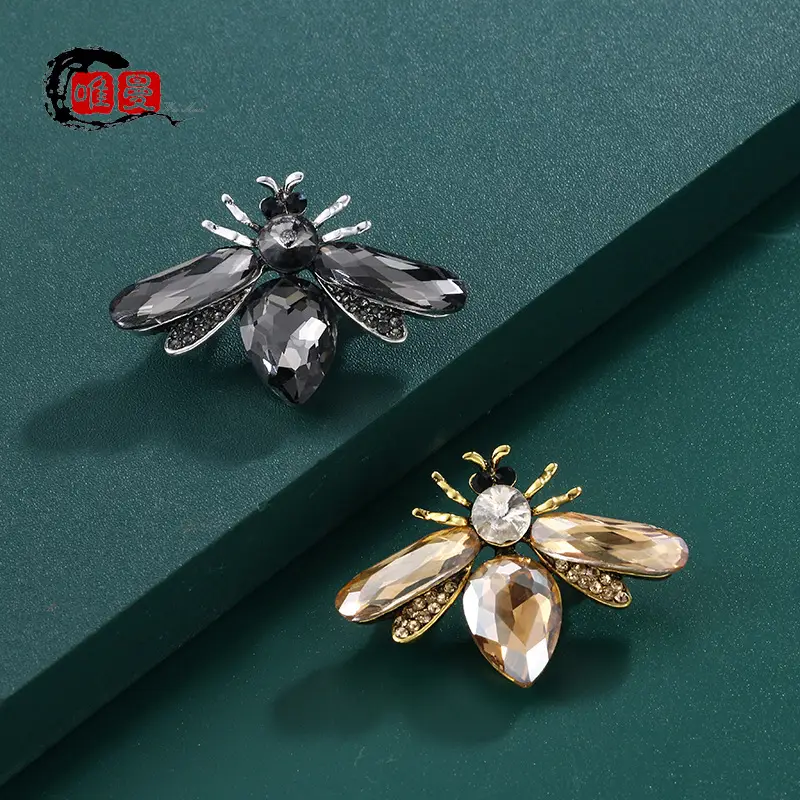Bee Brooch with Diamond Accent Gold Black - Image 3