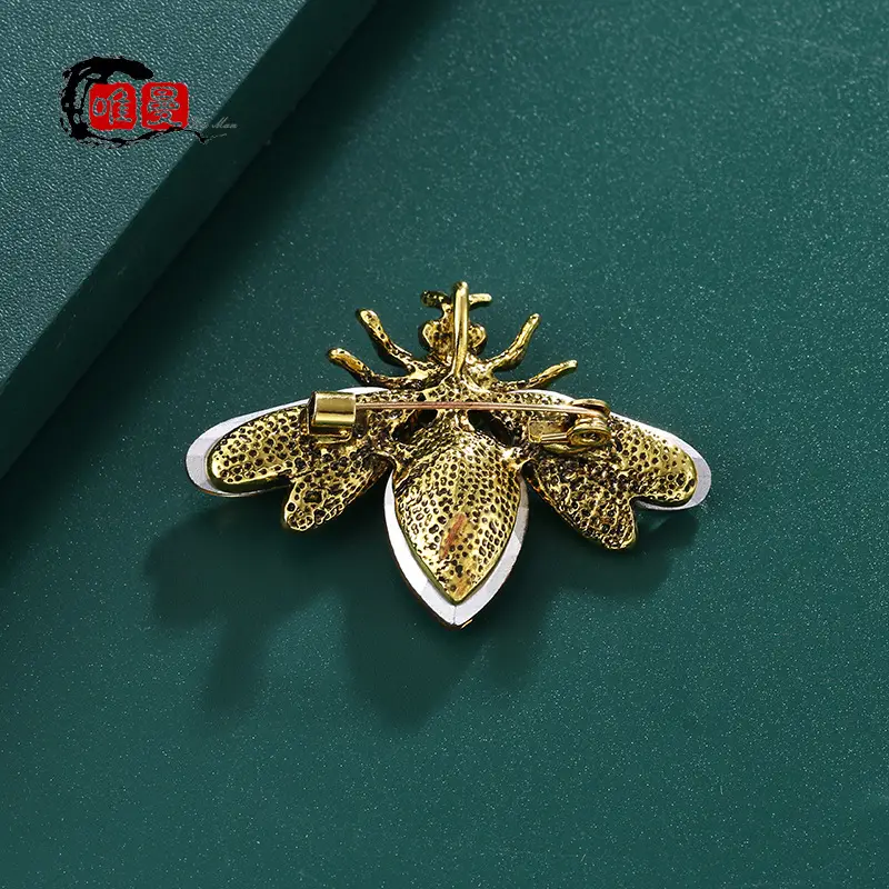 Bee Brooch with Diamond Accent Gold Black - Image 4