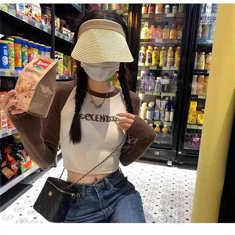 Women's Contrast Long Sleeve T-Shirt Autumn 2022 - Image 3
