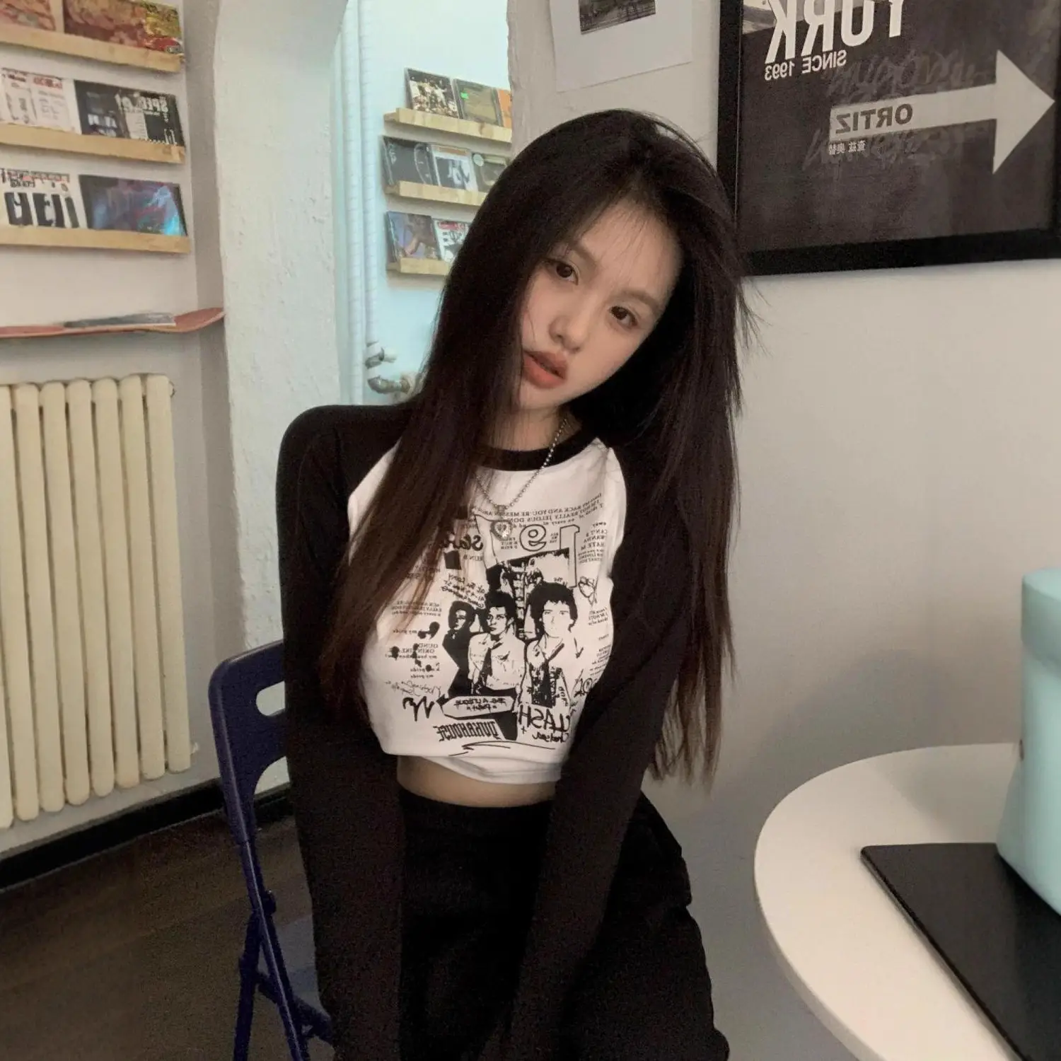 Women's Contrast Long Sleeve T-Shirt Autumn 2022 - Image 4