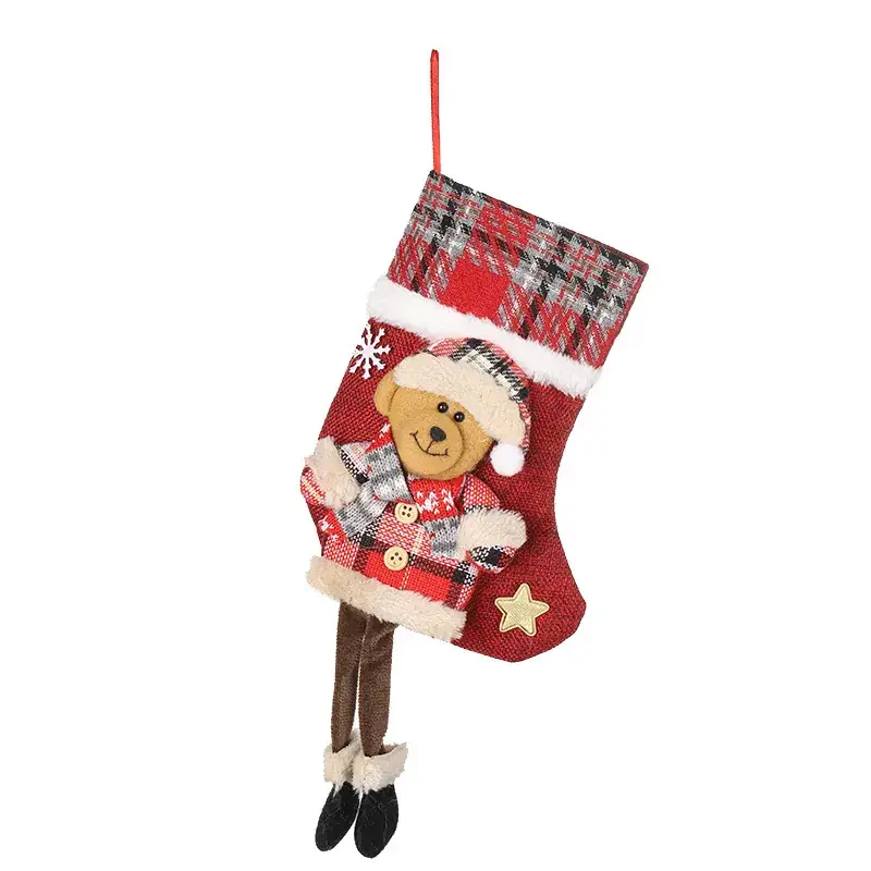 Christmas Plaid Hanging Stocking for Kids