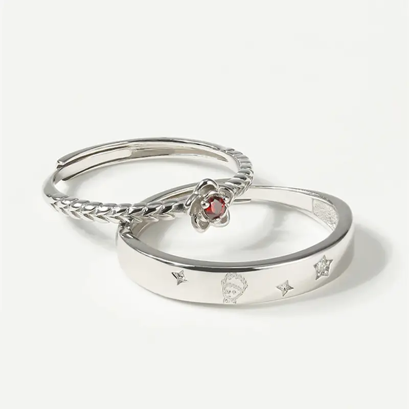 Light Luxury Open Ring with Zircon Cartoon Design