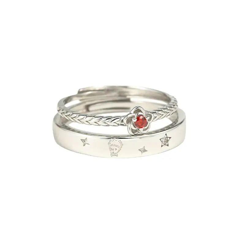 Light Luxury Open Ring with Zircon Cartoon Design