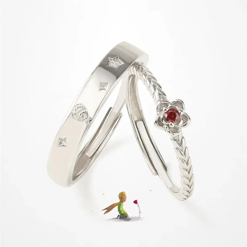 Light Luxury Open Ring with Zircon Cartoon Design