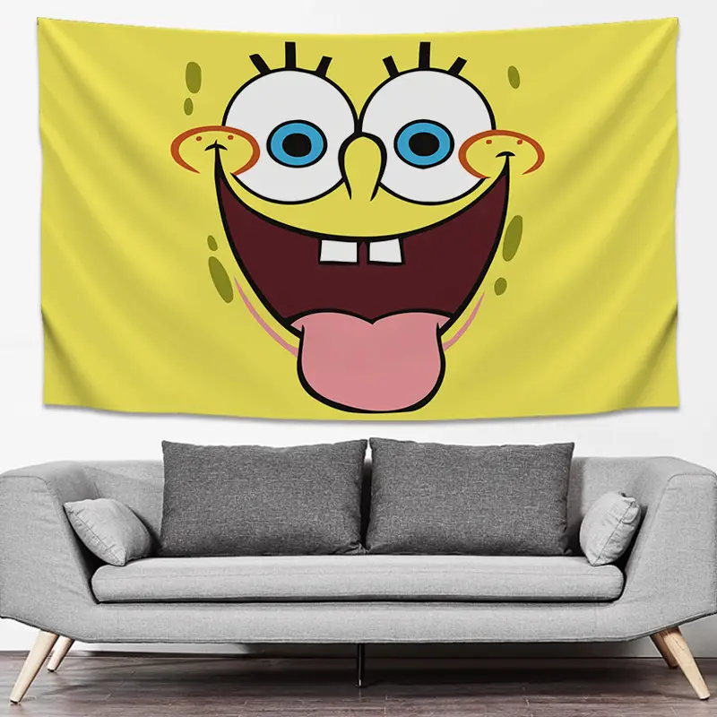 SpongeBob Cartoon Tapestry Wall Decor Yellow Live Background