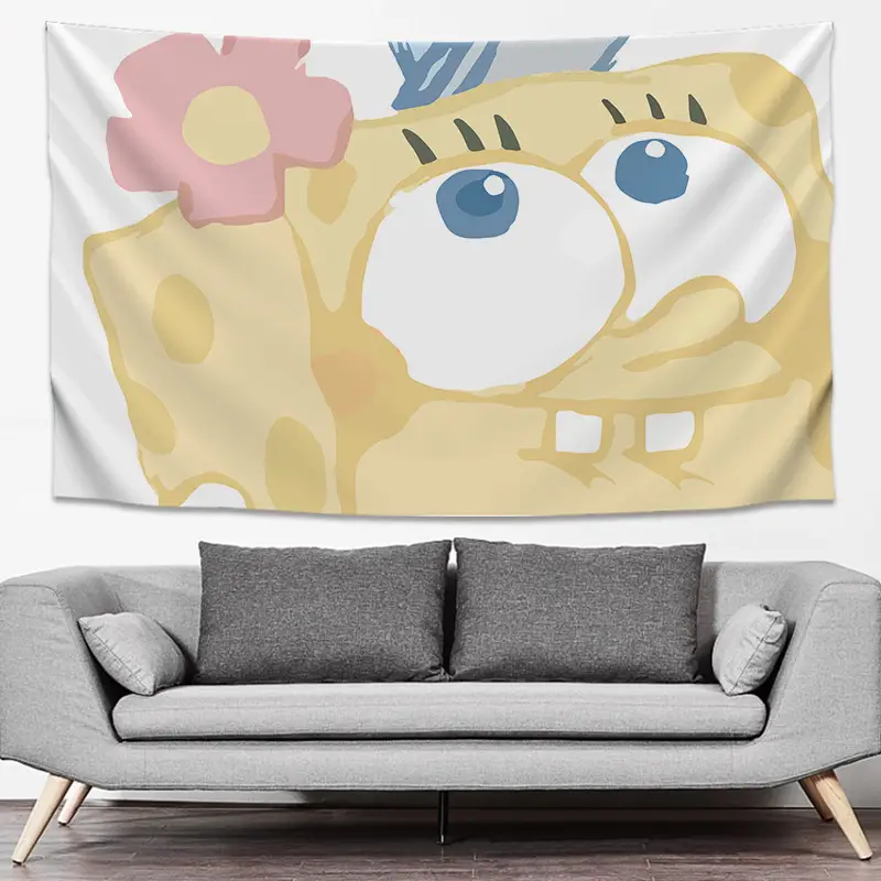 SpongeBob Cartoon Tapestry Wall Decor Yellow Live Background
