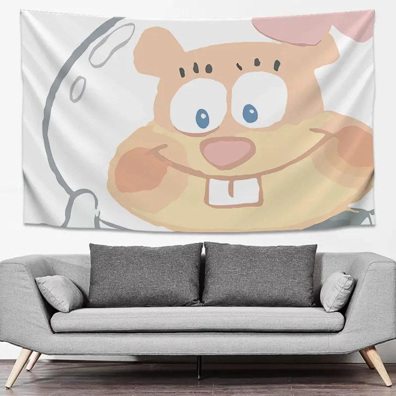 SpongeBob Cartoon Tapestry Wall Decor Yellow Live Background