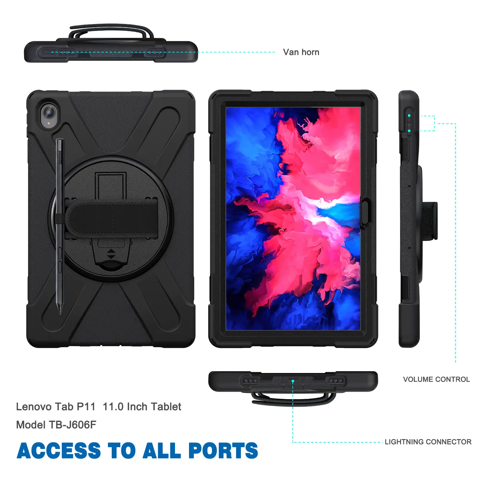 Orange Silicone Tablet Protection Cover with Grip Loop — feature 2