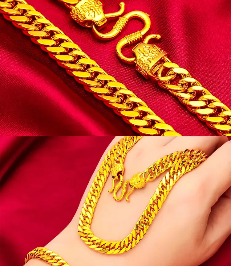 Gold Plated Boss Necklace for Men Wholesale Cross Border — feature 5