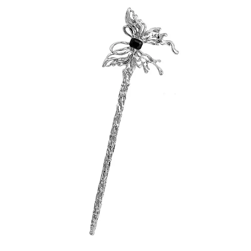 National Trendy Butterfly Hairpin with Crescent Diamond Tassel — feature 33