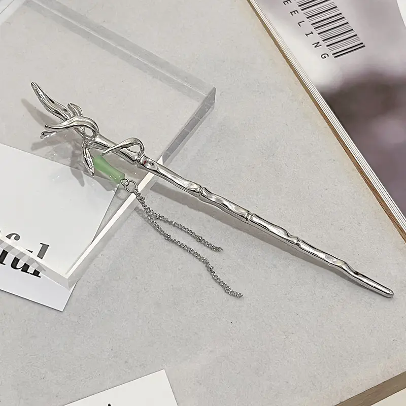 National Trendy Butterfly Hairpin with Crescent Diamond Tassel — feature 13
