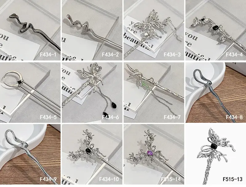 National Trendy Butterfly Hairpin with Crescent Diamond Tassel — feature 4