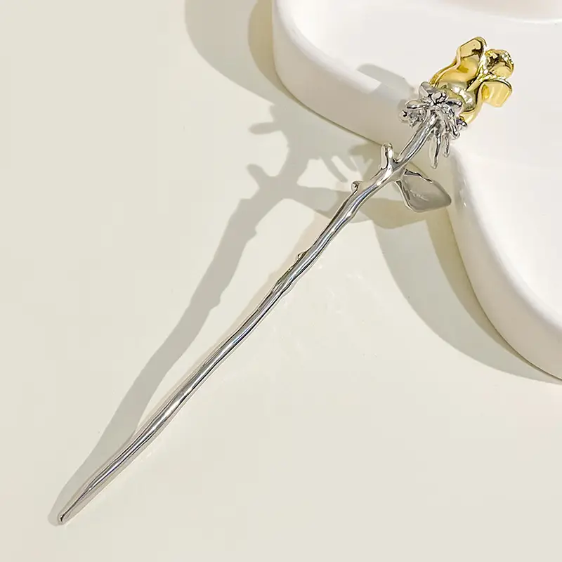 National Trendy Butterfly Hairpin with Crescent Diamond Tassel - Image 7