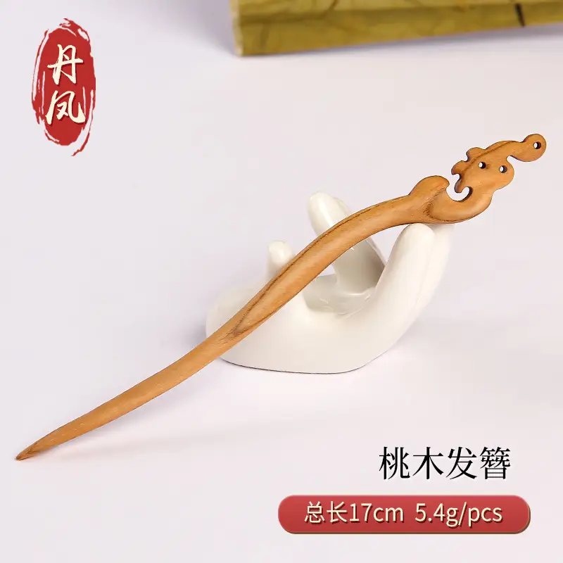Peach Wood Hairpin for Women Antique High-End Accessories