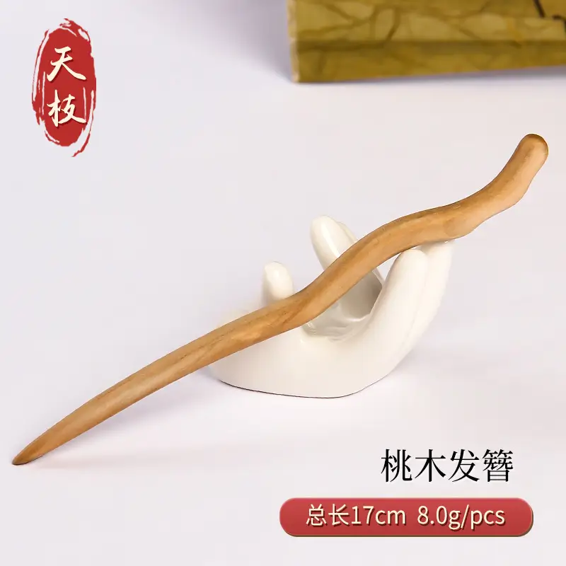 Peach Wood Hairpin for Women Antique High-End Accessories